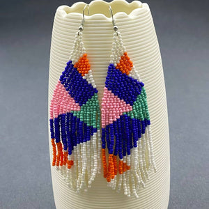 Bohemian Colored Seed Beads Fringe Earrings