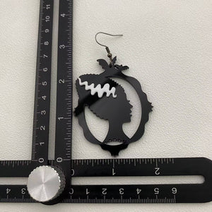 Acrylic Perm Girl Dangle Earrings
