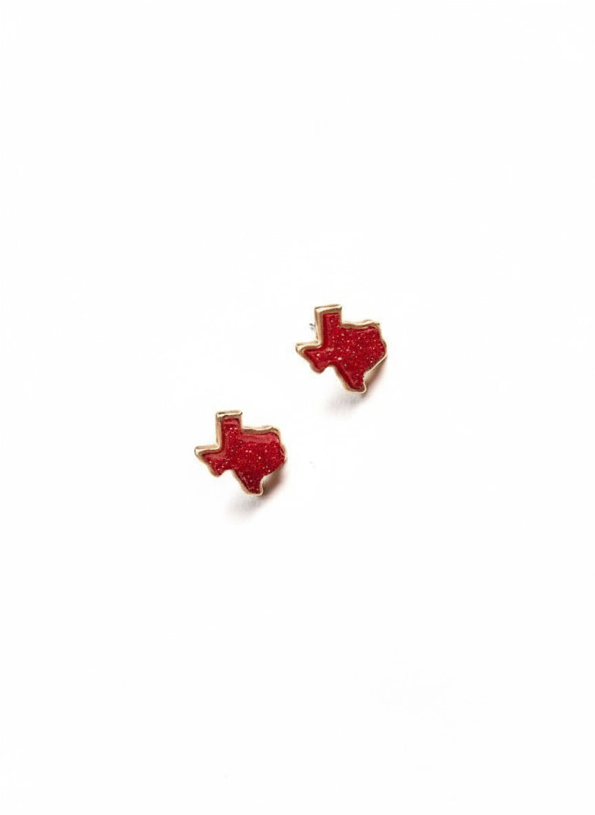 Texas On My Mind Druzy Stud Earrings, Red