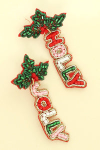 Christmas Mistletoe Holly Jolly Earrings XE18354