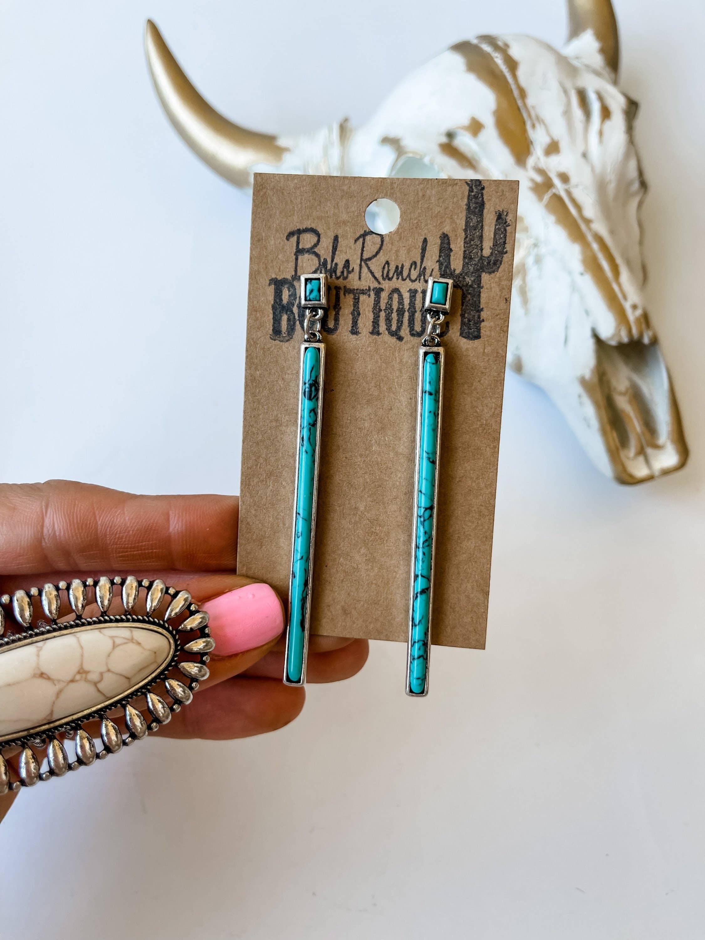 Western Bar Stone Earrings -  Earring Statement Earrings