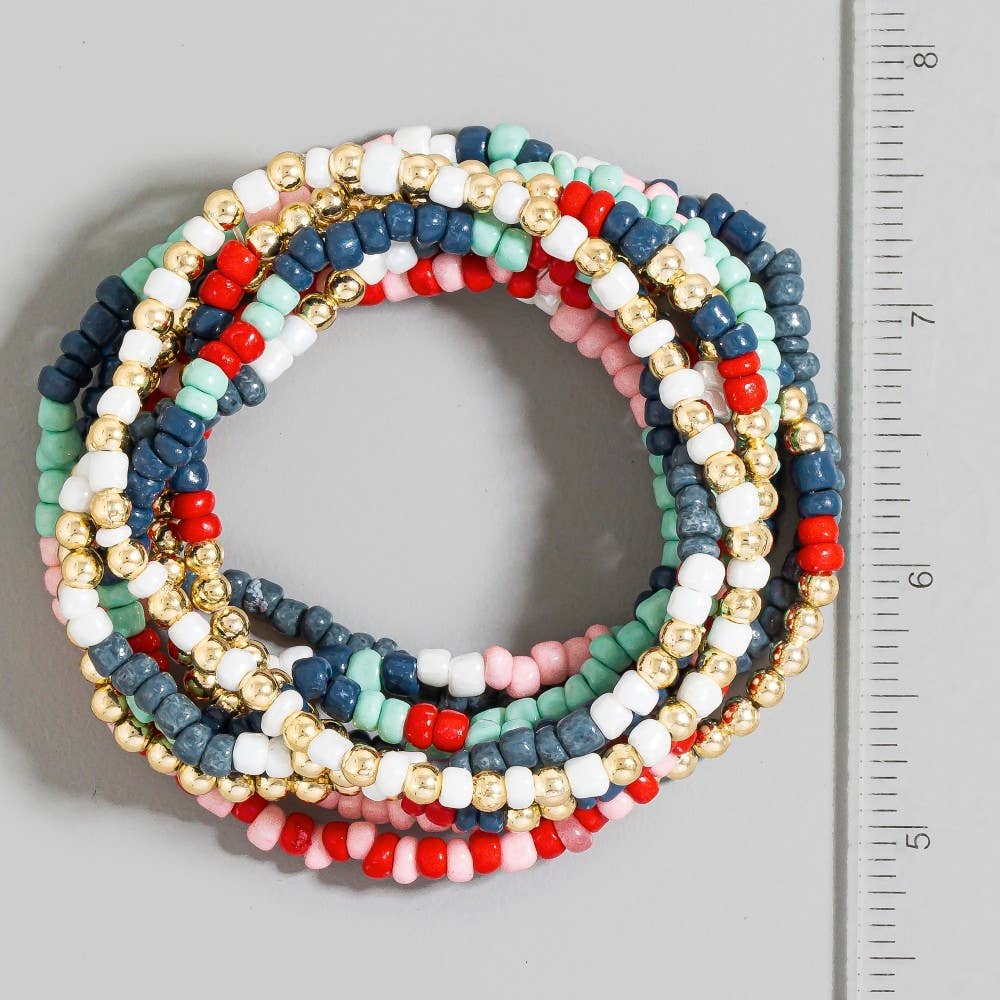 Mixed Colored Seed Beaded Bracelet Set