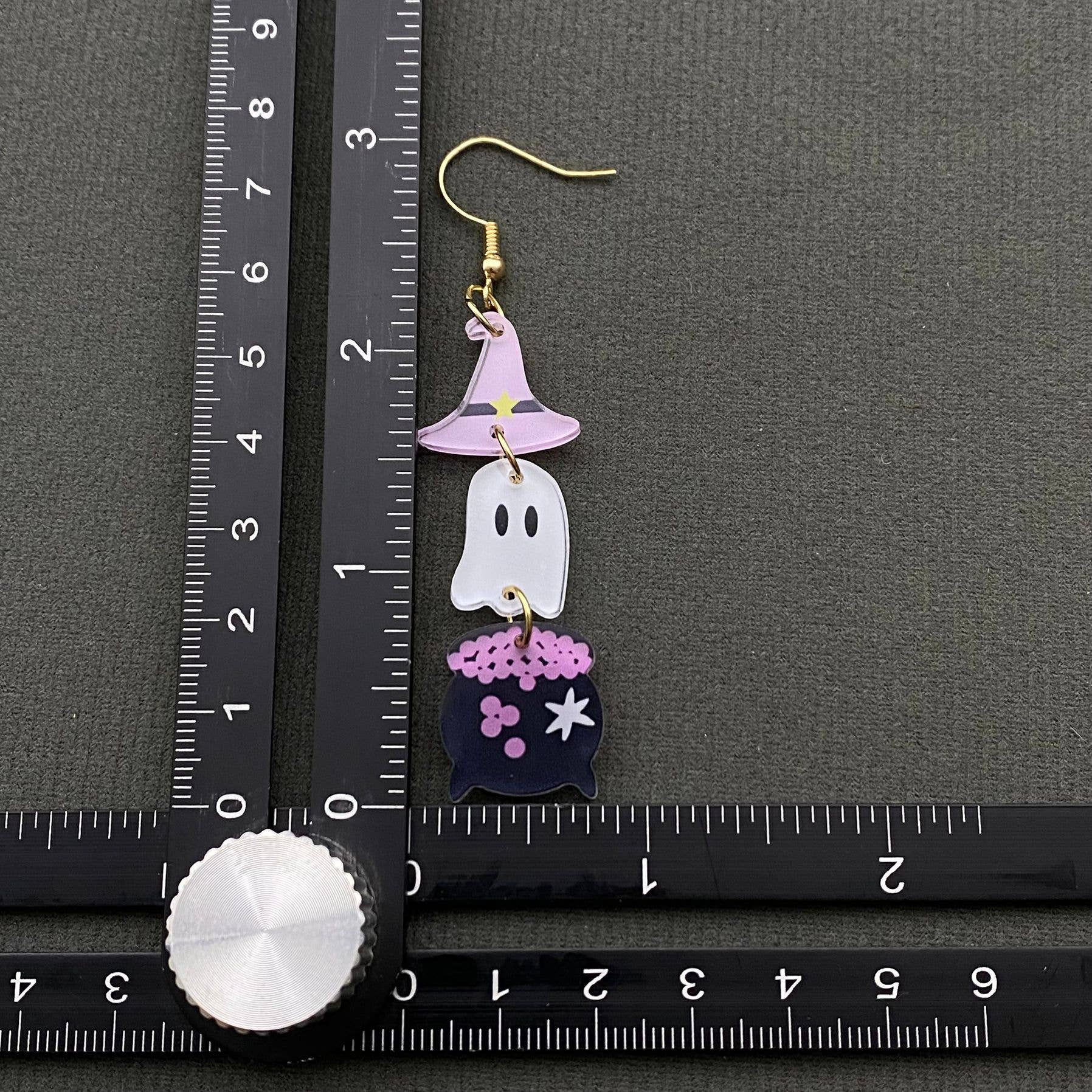 Halloween Acrylic Magic Potion Jar & Ghost Dangle Earrings