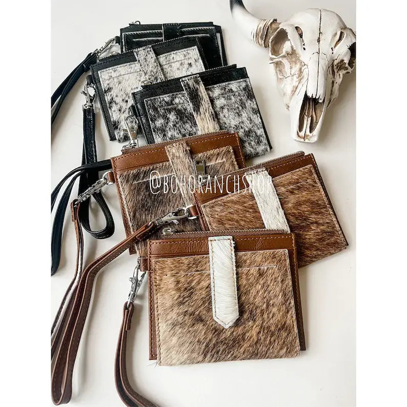 Dakota Wristlet Wallet - Western Cowhide Leather Credit Card