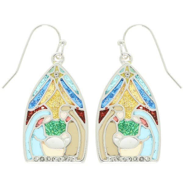 CHRISTMAS NATIVITY THEME EPOXY DANGLE EARRINGS XE15366