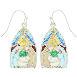 CHRISTMAS NATIVITY THEME EPOXY DANGLE EARRINGS XE15366