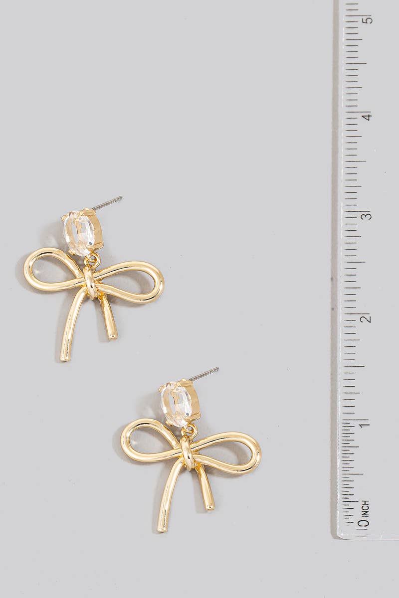 Metallic Ribbon Bow Dangle Earrings