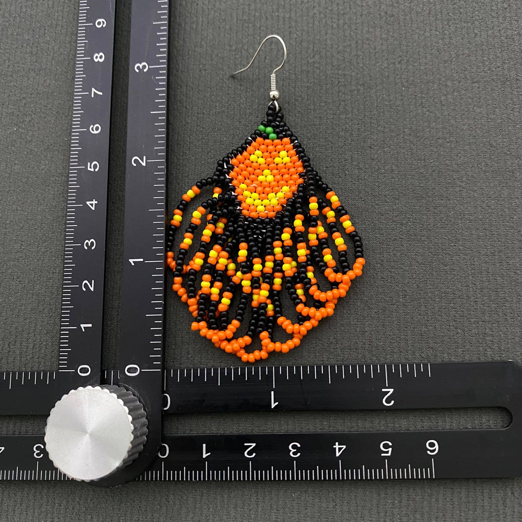 Halloween Pumpkin Seed Beads Fringe Earrings