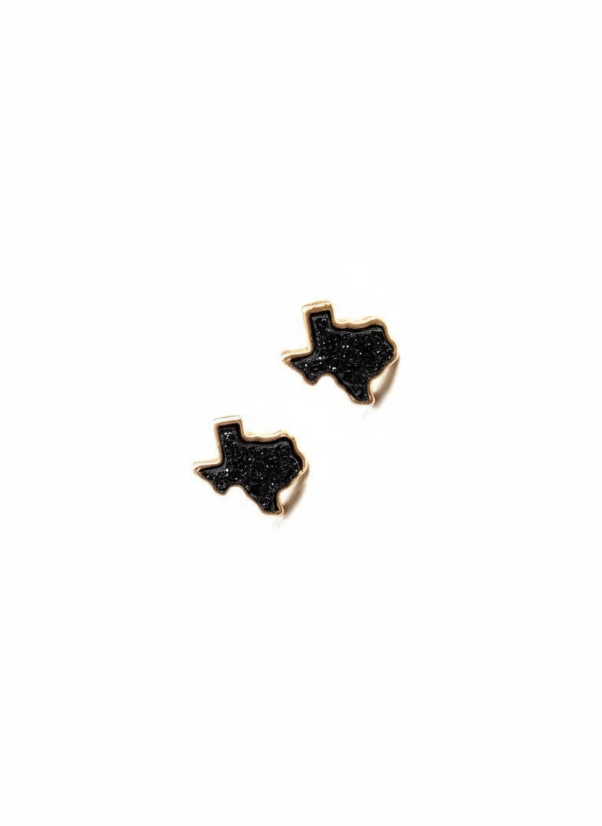 Texas On My Mind Druzy Stud Earrings, Black