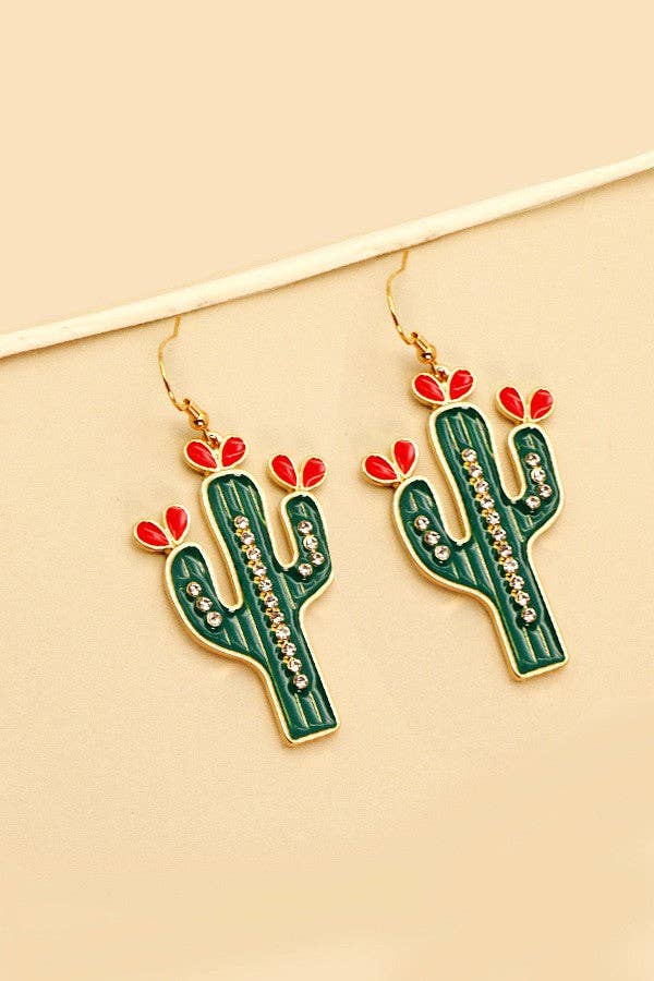 RHINESTONE CACTUS EARRINGS