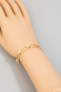 Stainless Steel Metallic Rectangle Chain Link Bracelet
