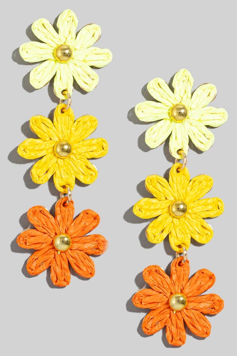 Colorful Braided Flower Chain Dangle Earrings