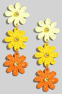 Colorful Braided Flower Chain Dangle Earrings