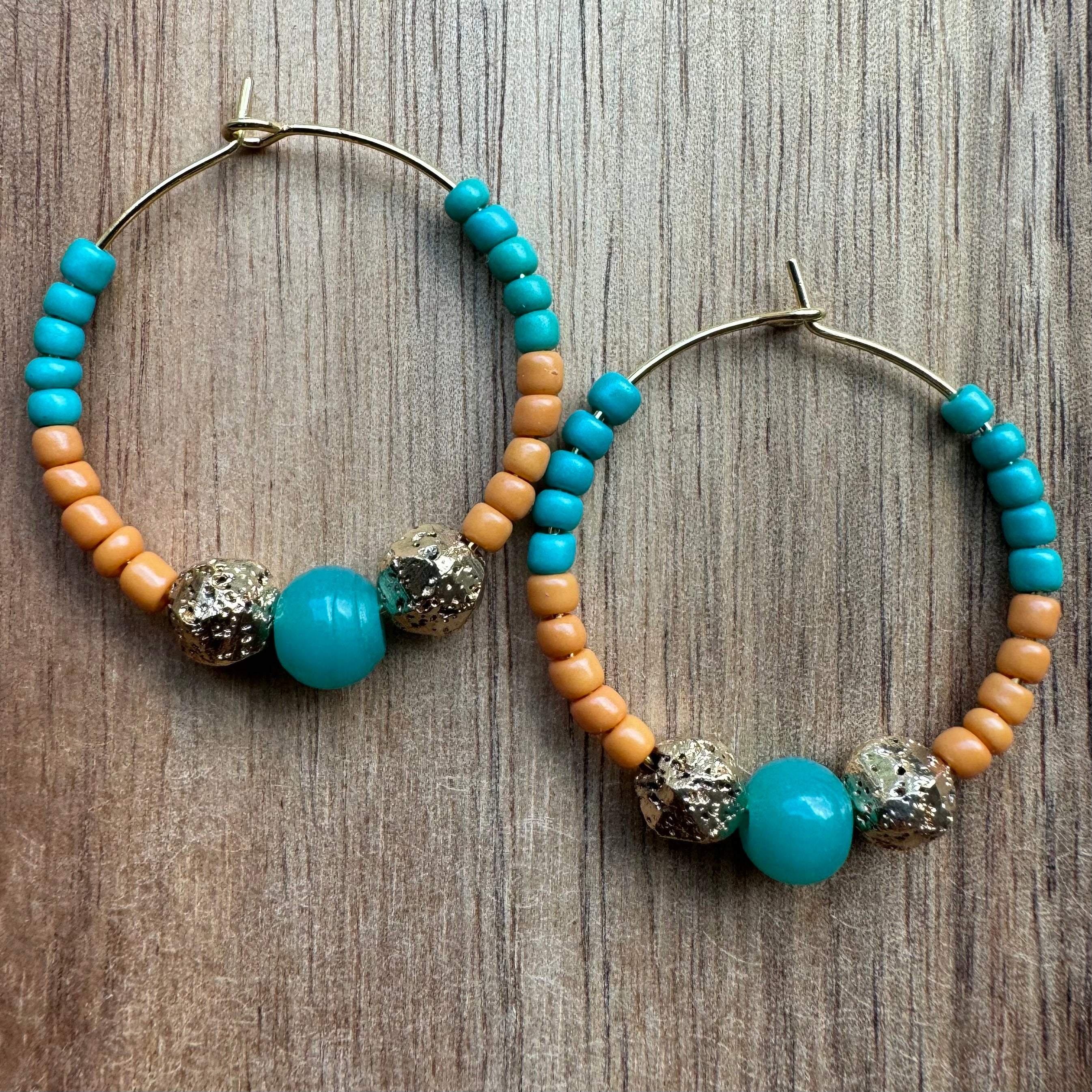 MULTIPLE STYLES: Beaded Hoop Earrings 1.25”