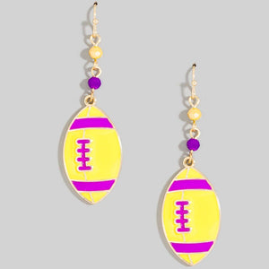 Game Day Colors Enamel Football Dangle Earrings