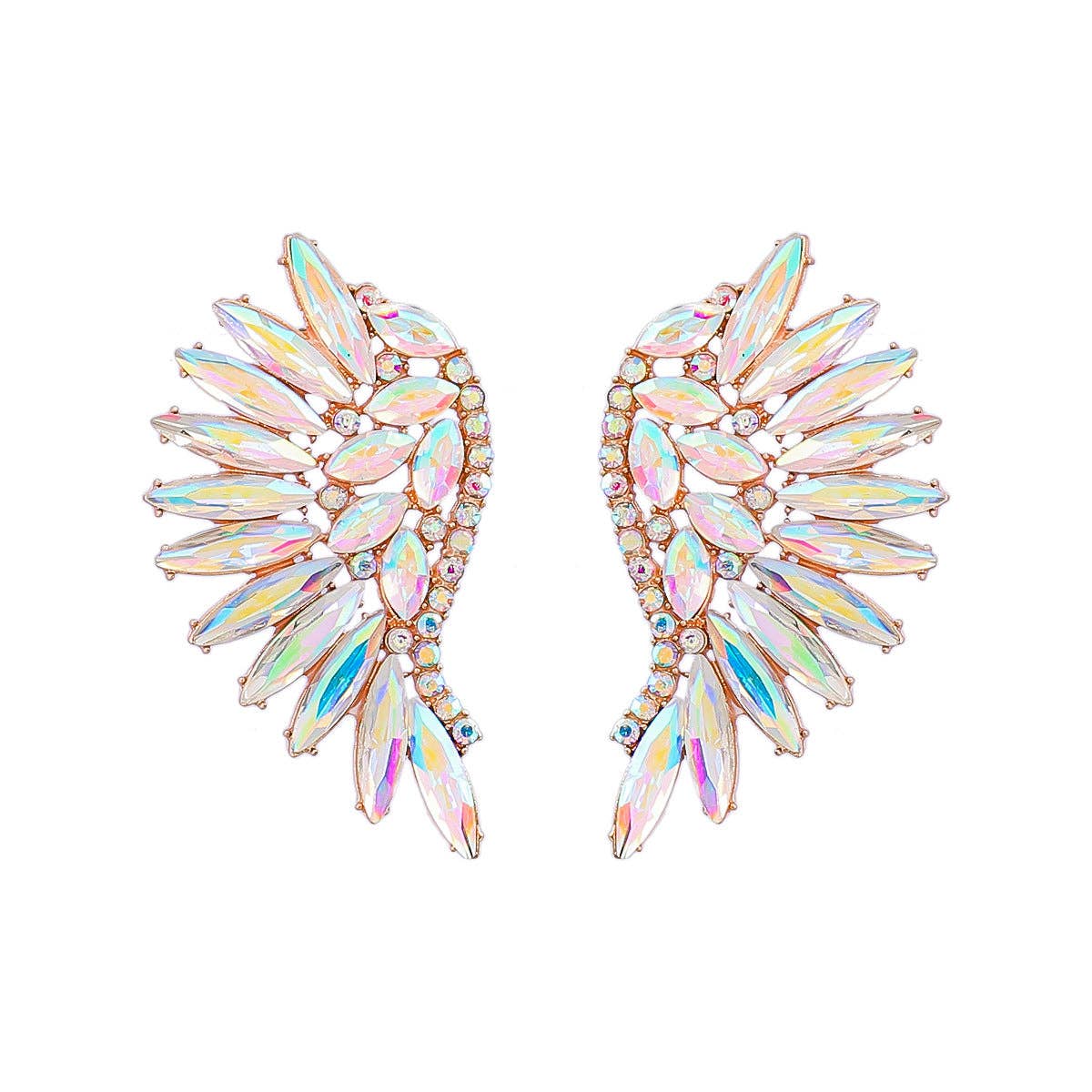 MULTIPLE COLORS: Colored Rhinestone Wing-shaped Earrings