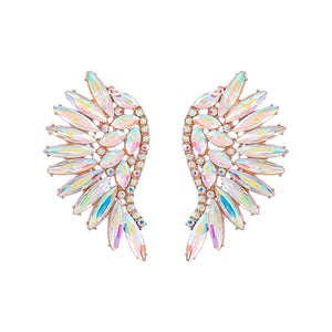 MULTIPLE COLORS: Colored Rhinestone Wing-shaped Earrings
