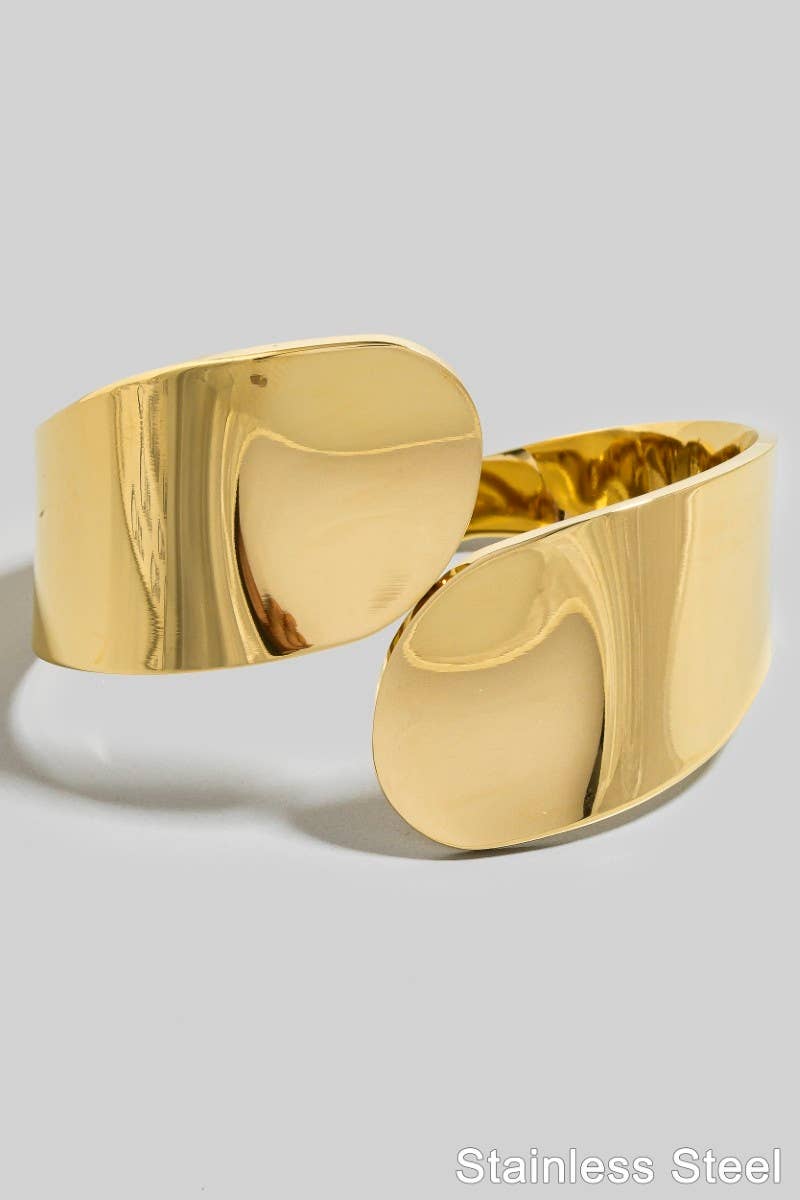 Stainless Steel Flat Wrap Around Cuff Bracelet