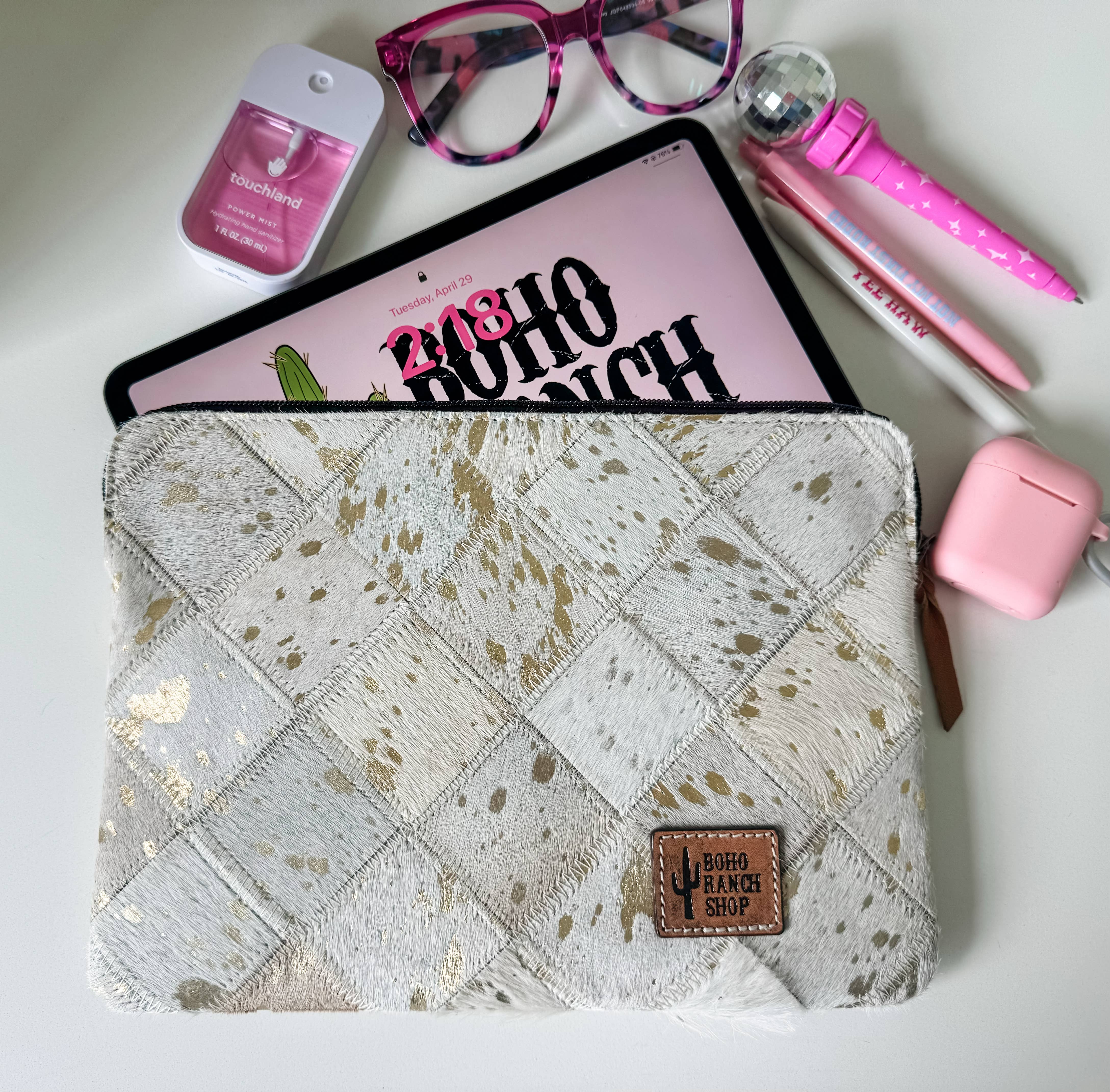 Cowhide Leather Laptop Computer Tech Sleeve Pouch Case