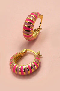 COLORFUL ENAMEL HUGGIE HOOP EARRINGS