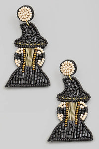 Beaded Witch Halloween Earrings