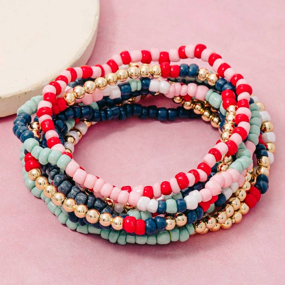 Mixed Colored Seed Beaded Bracelet Set