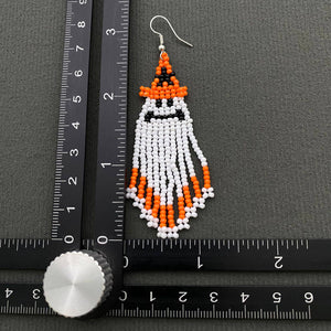 Halloween Ghost Seed Beads Fringe Dangle Earrings