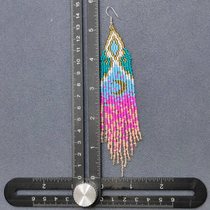 Boho Starry Sky Seed Beads Fringe Earrings