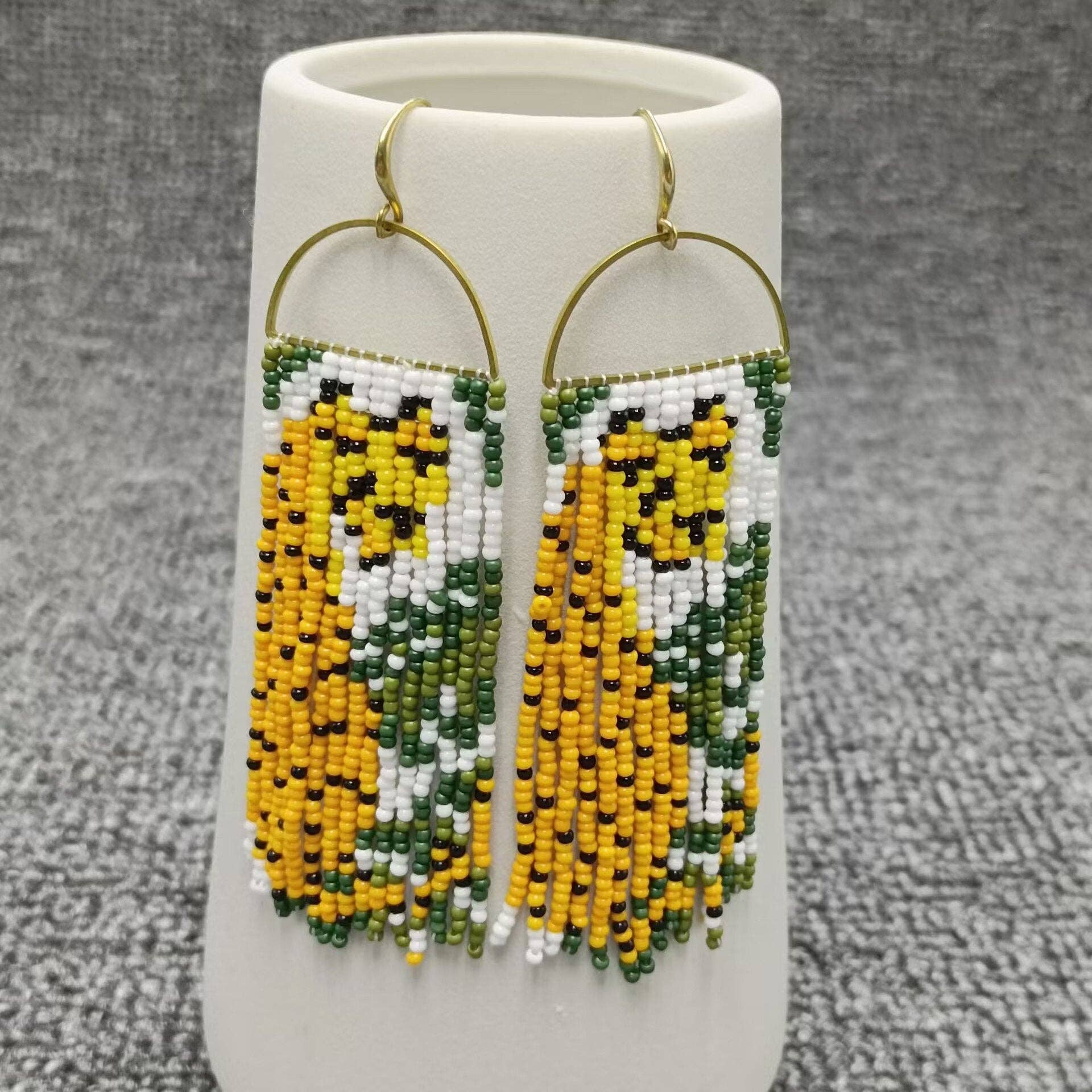 Multi-pattern Seed Beads Fringe Earrings