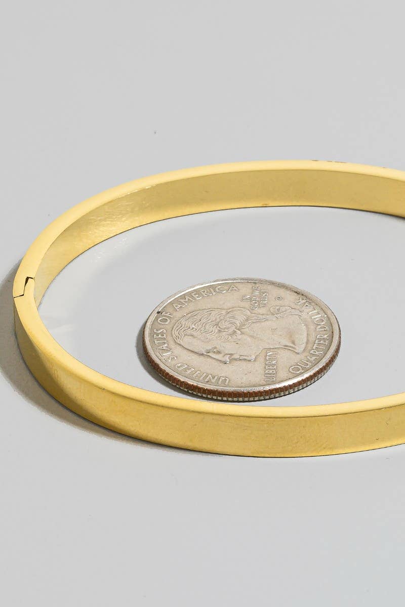 Stainless Steel Intricate Baguette Row Hinge Bangle Bracelet