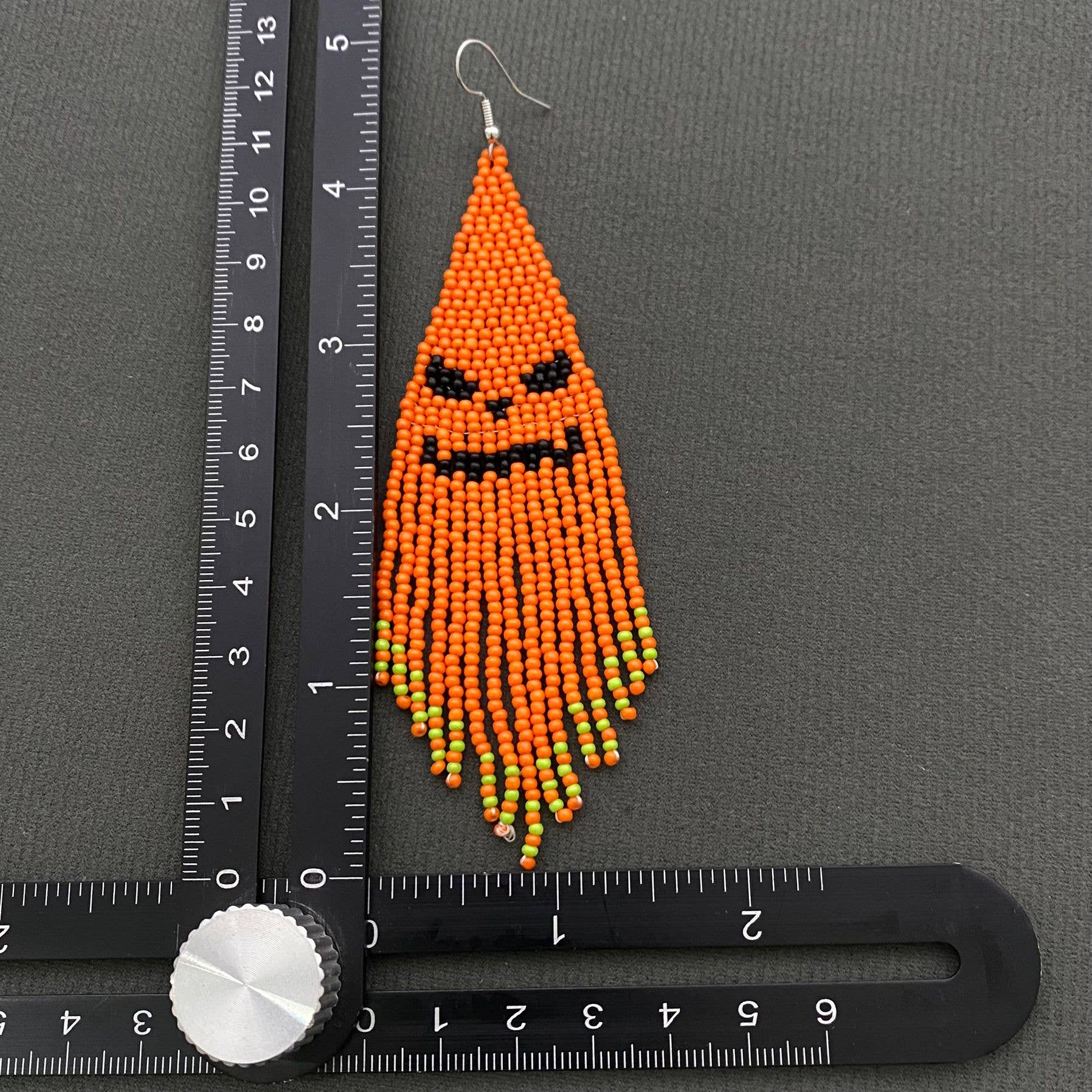 Halloween Pumpkin Devil Seed Beads Fringe Earrings