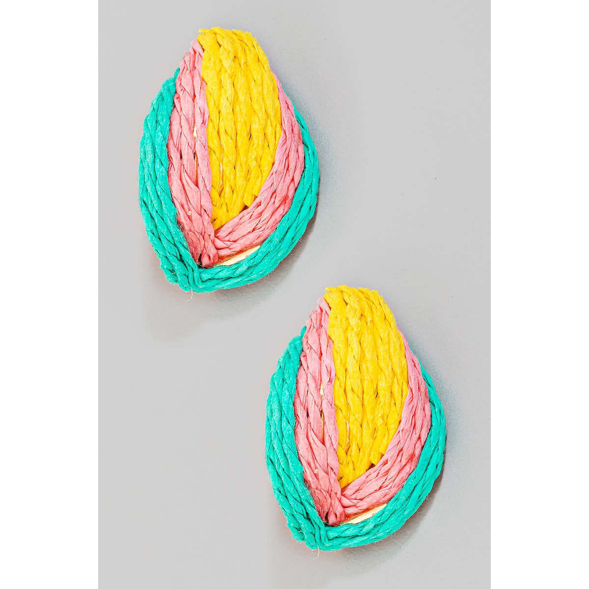 Multi Color Straw Braid Post Earrings