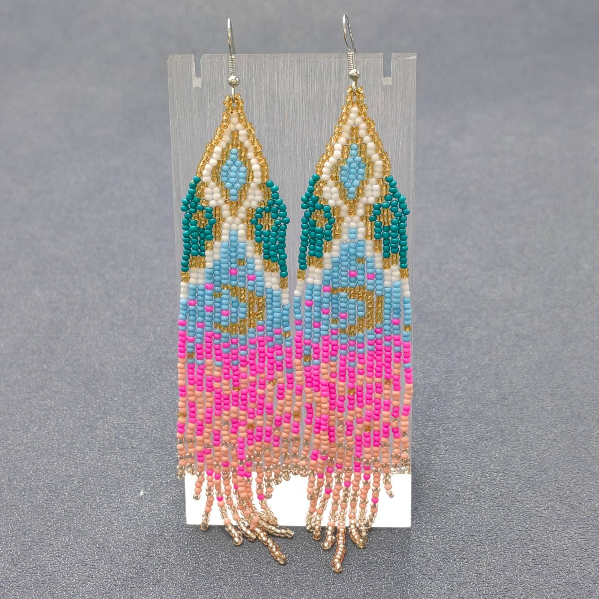 Boho Starry Sky Seed Beads Fringe Earrings