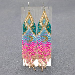 Boho Starry Sky Seed Beads Fringe Earrings