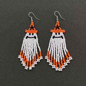 Halloween Ghost Seed Beads Fringe Dangle Earrings