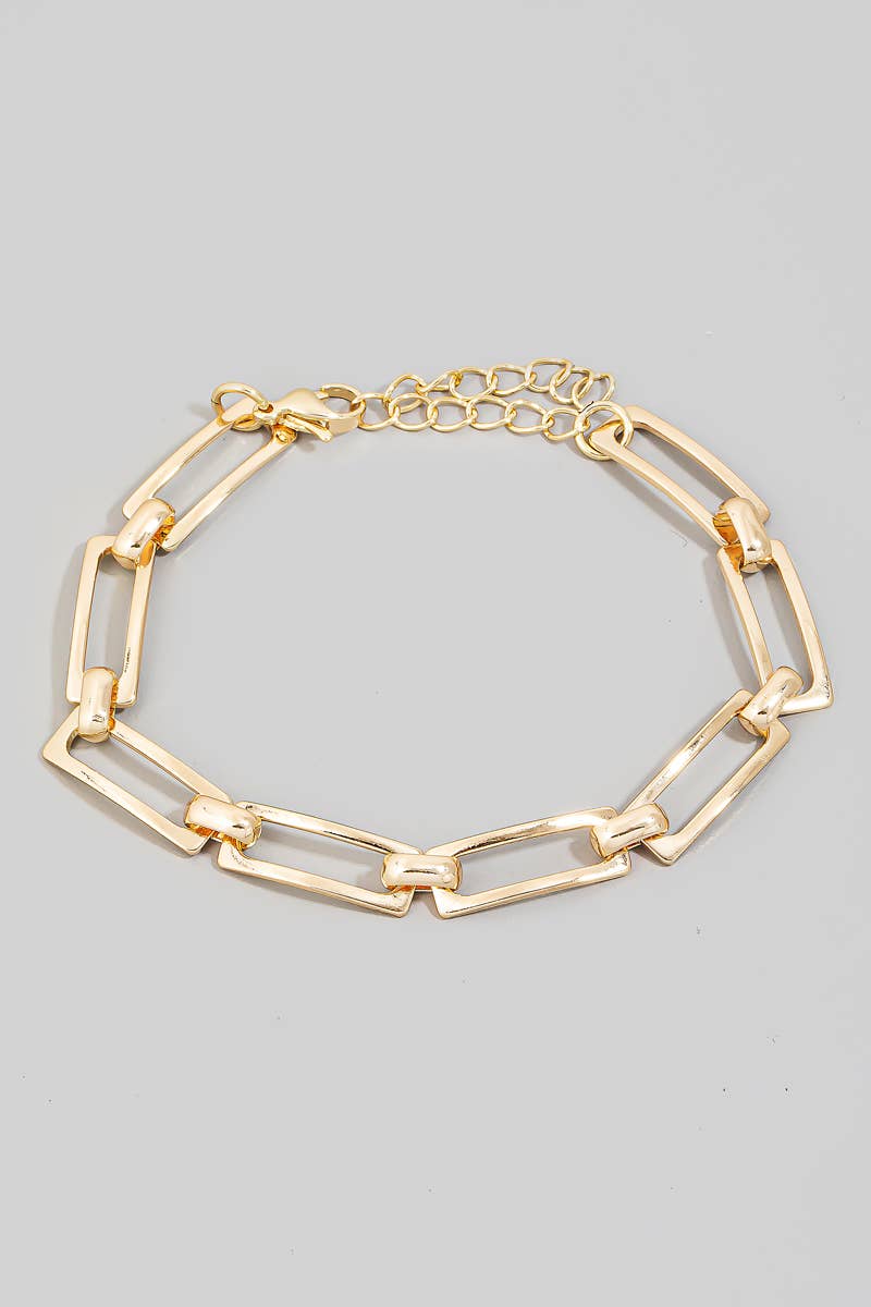 Stainless Steel Metallic Rectangle Chain Link Bracelet