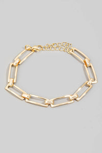 Stainless Steel Metallic Rectangle Chain Link Bracelet