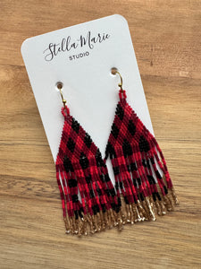 MULTIPLE COLORS: Buffalo Plaid Seed Bead Earrings