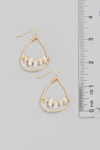 Pebble Stone Beads Tear Dangle Earrings