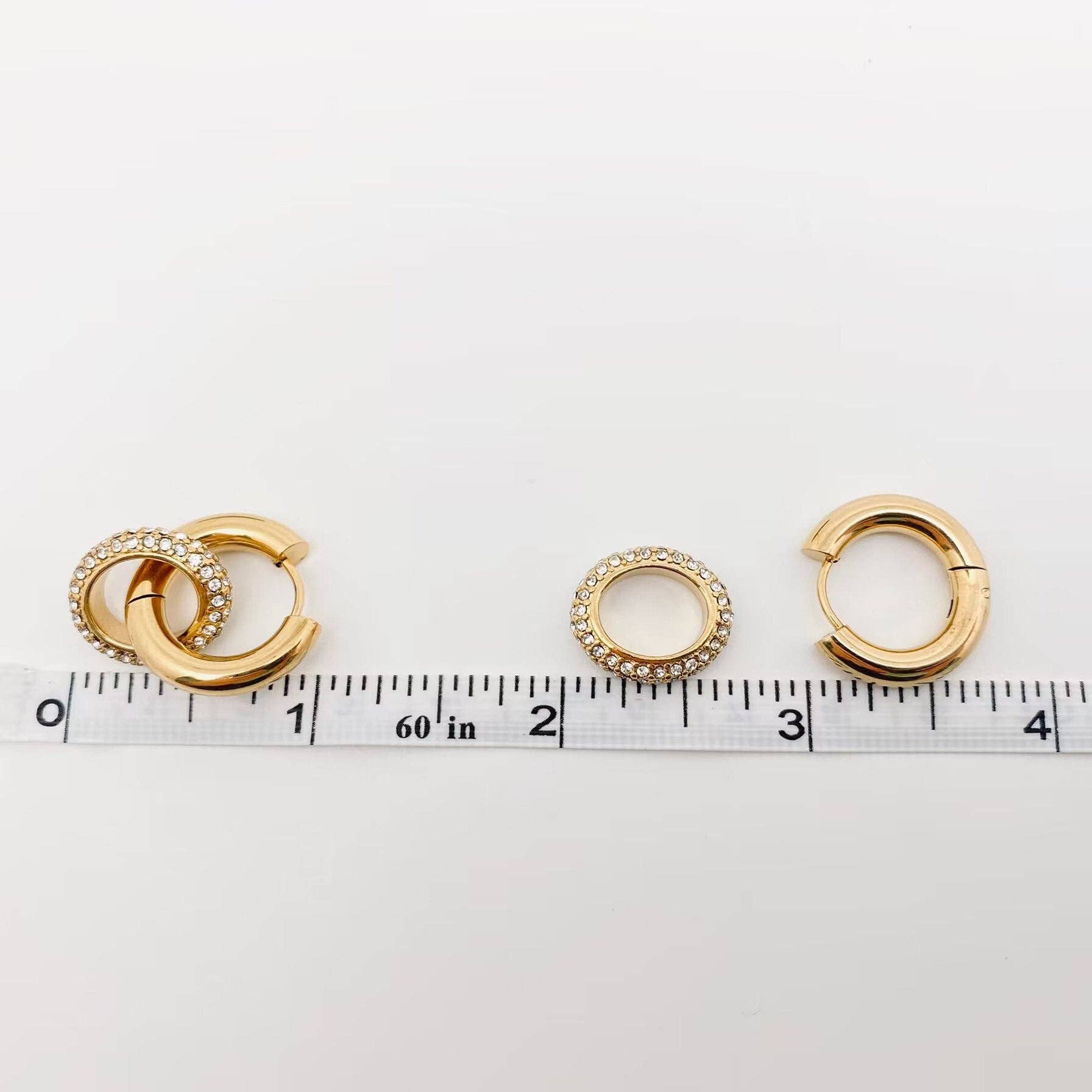 18K Gold Plated Inlaid Cubic Zirconia Circular Huggie