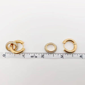 18K Gold Plated Inlaid Cubic Zirconia Circular Huggie