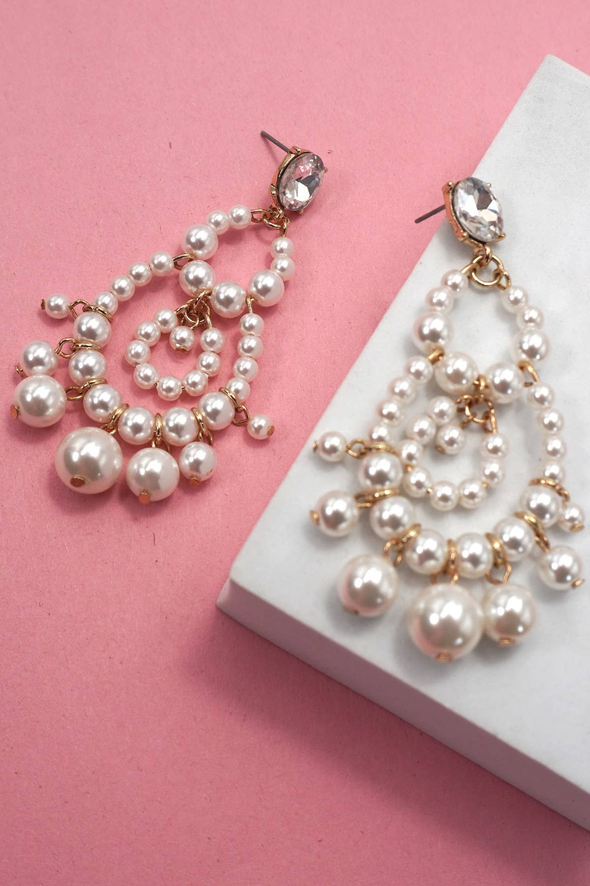 PEARL CHANDELIER DROP EARRINGS