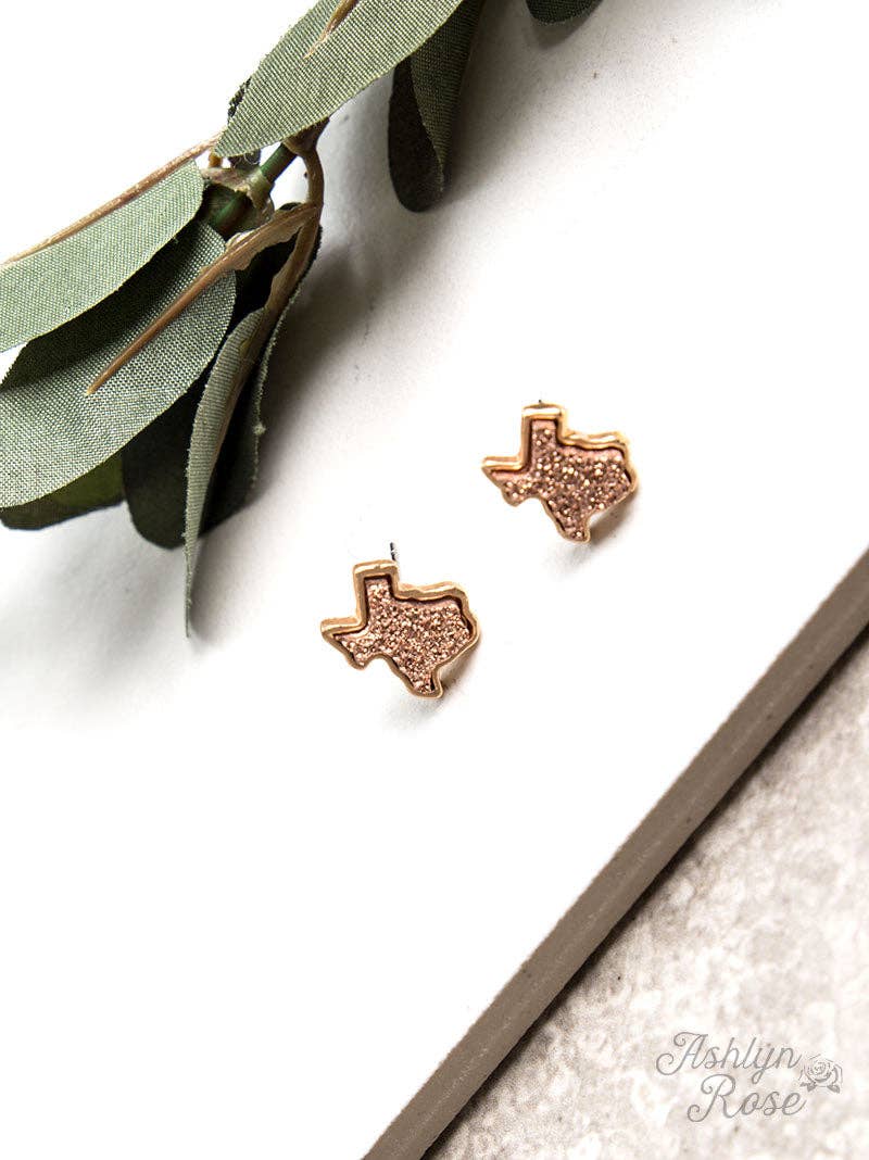 Texas On My Mind Druzy Stud Earrings, Brown