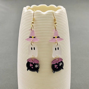 Halloween Acrylic Magic Potion Jar & Ghost Dangle Earrings