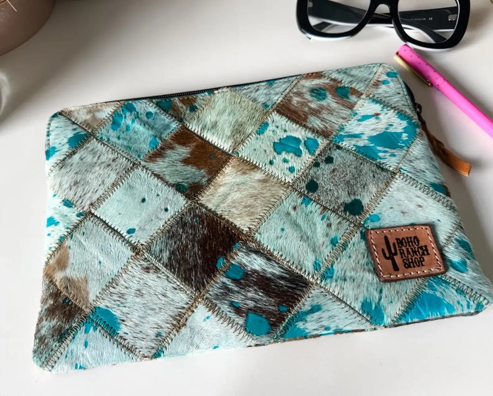 Cowhide Leather Laptop Computer Tech Sleeve Pouch Case