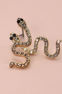 RHINESTONE SNAKE STUD EARRINGS