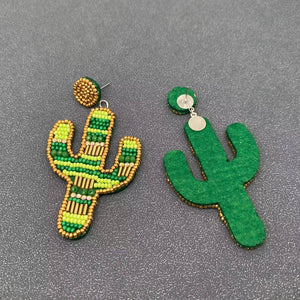 Western Style Cactus Seed Beads Dangle Earrings