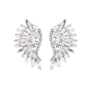 MULTIPLE COLORS: Colored Rhinestone Wing-shaped Earrings