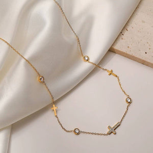 18K STAINLESS STEEL TARNISH-FREE CROSS NECKLACE