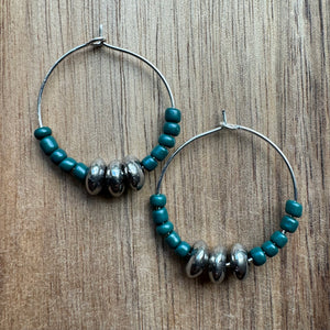 MULTIPLE STYLES: Beaded Hoop Earrings 1.25”